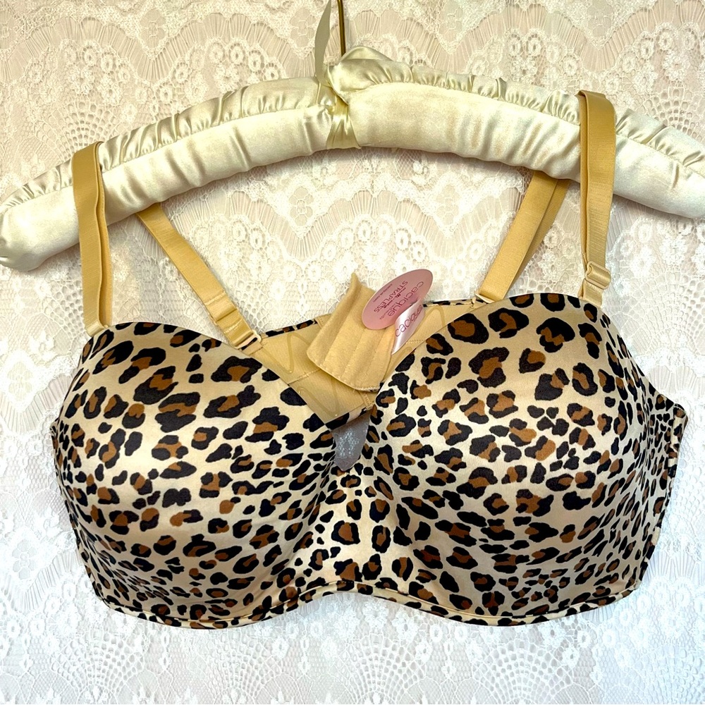 CACIQUE Women’s 42D Bra Leopard Print Beige Black Brown Underwire New